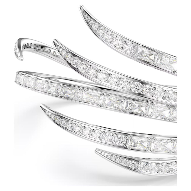 Vienna bangle Mixed cuts, White, Rhodium plated